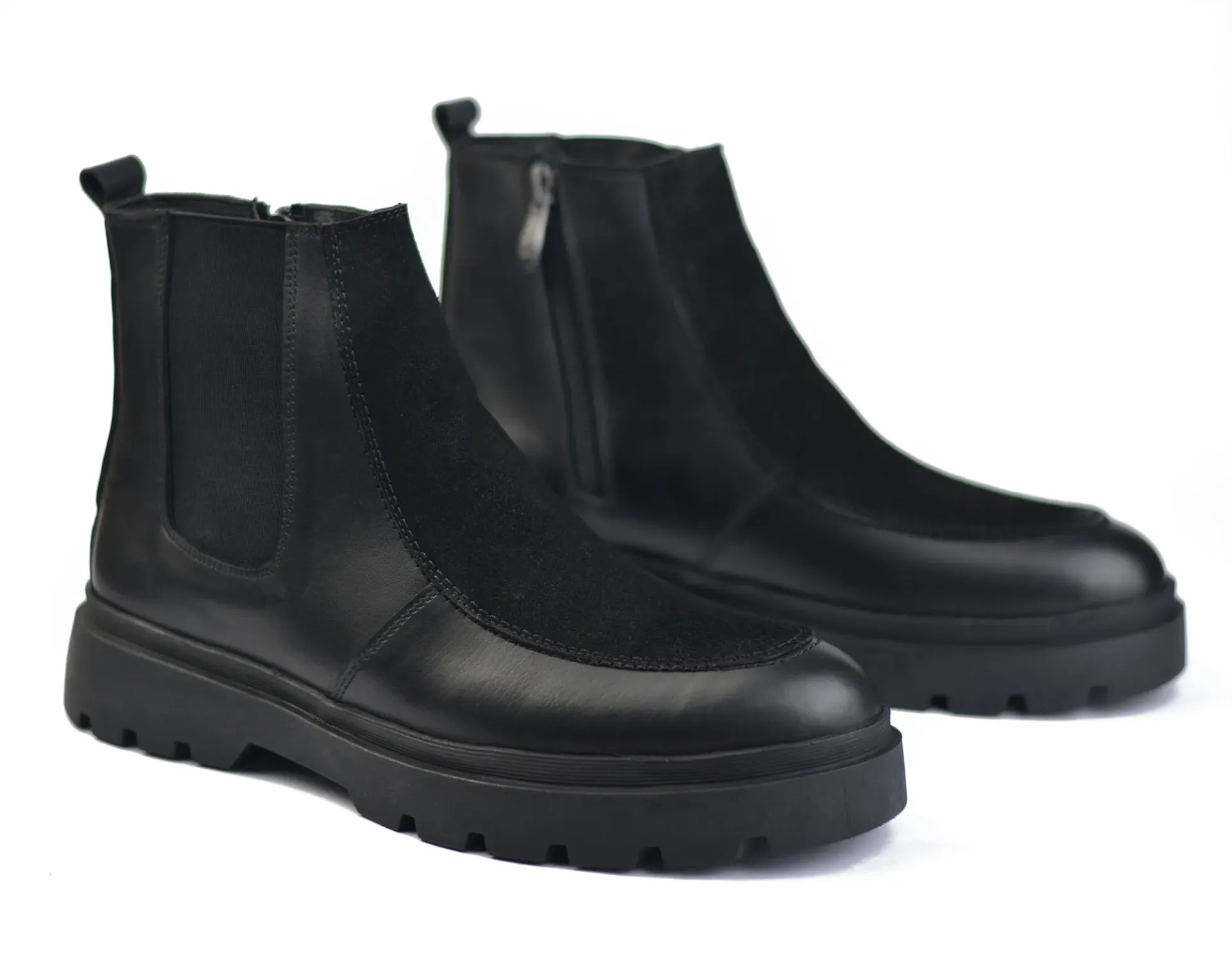 Half boots made from genuine leather and suede