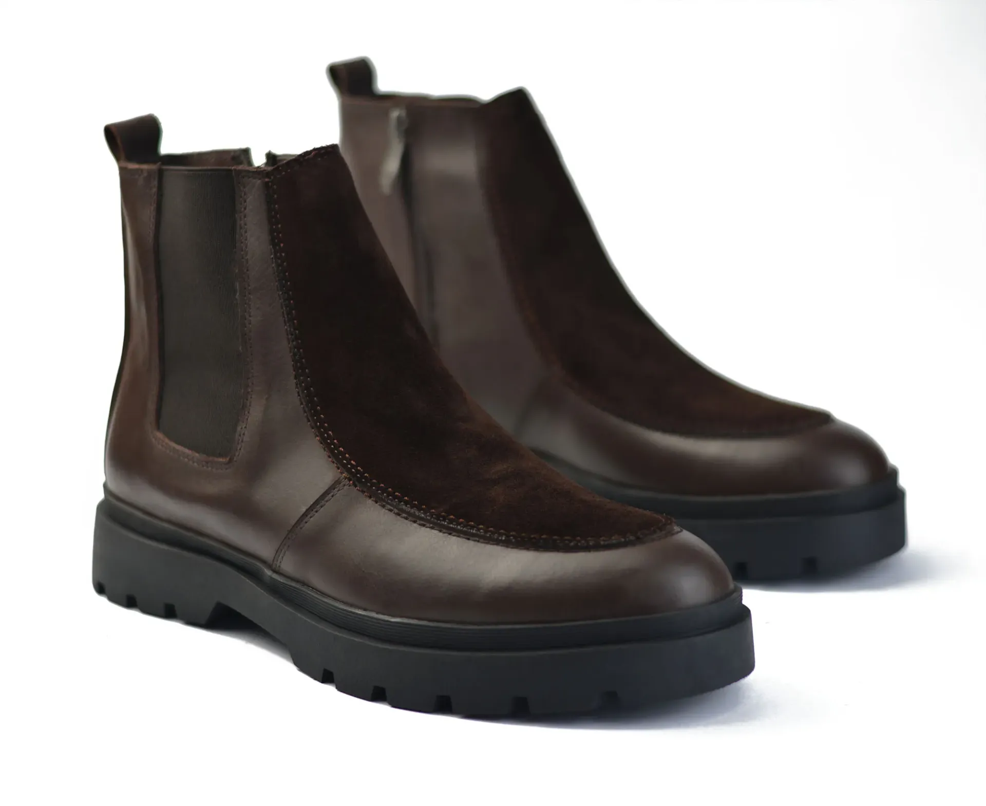Half boots made from genuine leather and suede