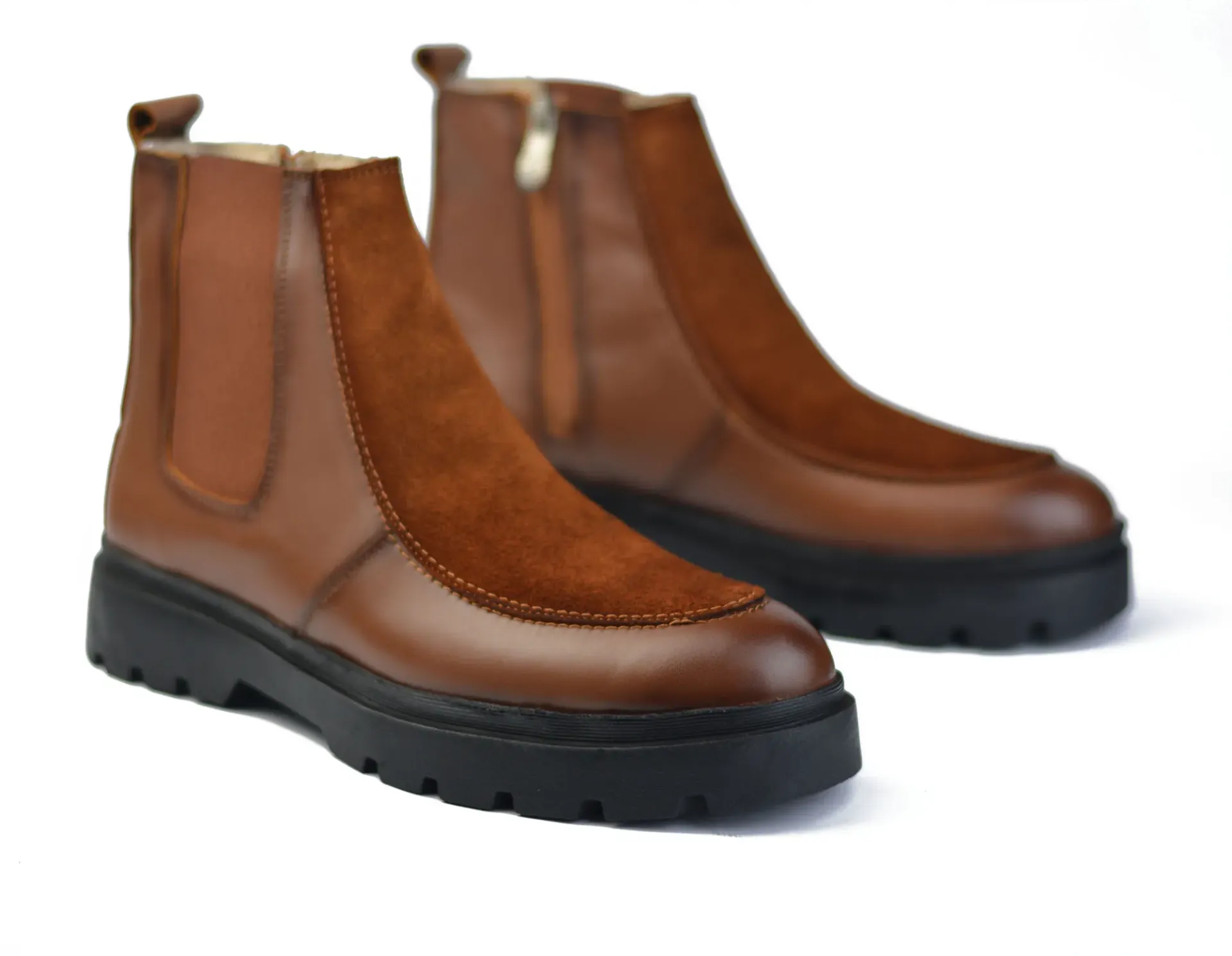 Half boots made from genuine leather and suede