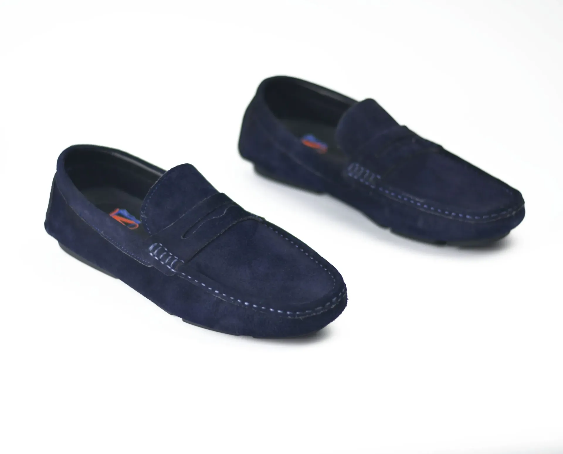 Suede penny loafer shoes with a Turkish rubber sole