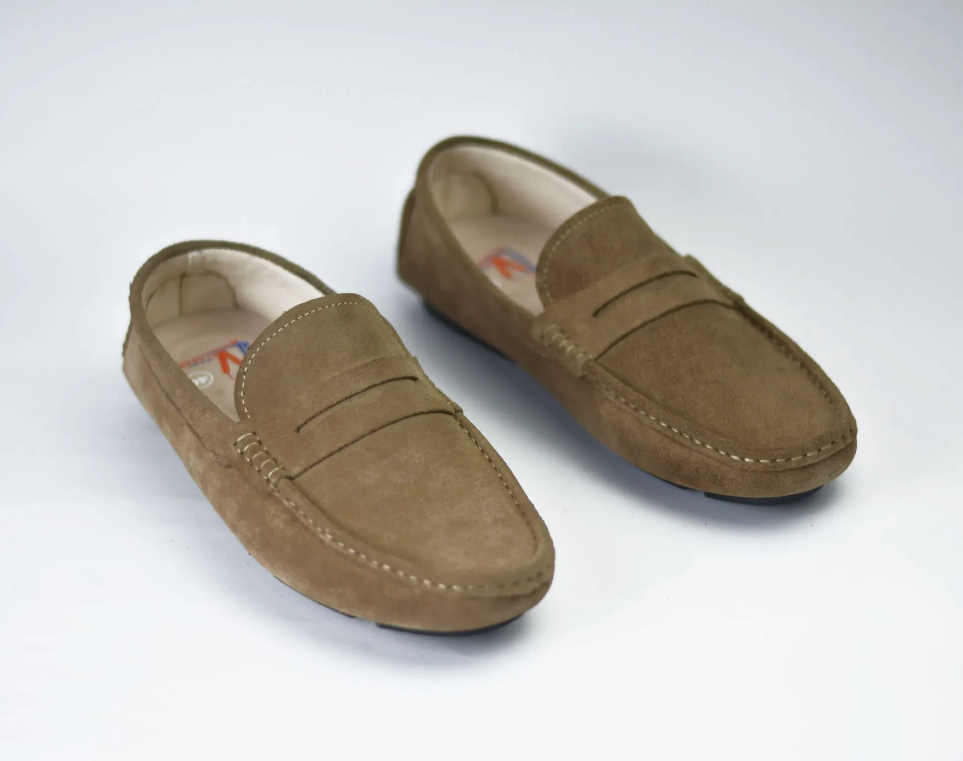 Suede penny loafer shoes with a Turkish rubber sole