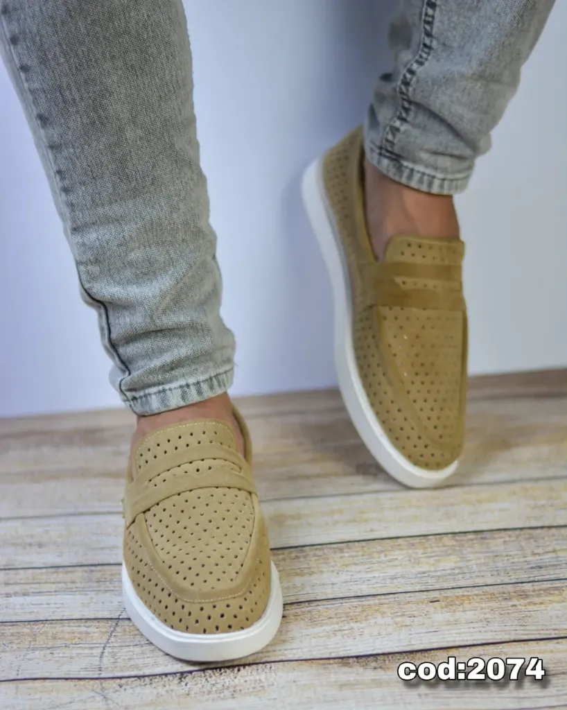 Genuine suede leather loafers with a lightweight EVA sole (Code 2074)