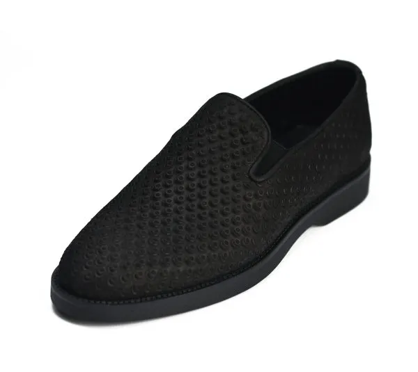 [20760141] Embossed reversed leather penny loafers (Black, 41)