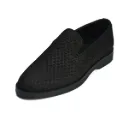 Embossed reversed leather penny loafers