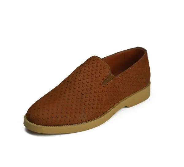 Embossed reversed leather penny loafers