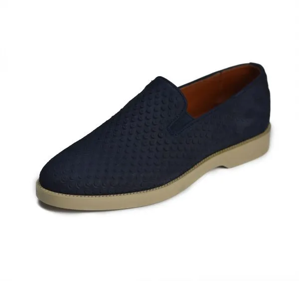 Embossed reversed leather penny loafers