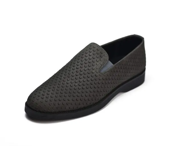 Embossed reversed leather penny loafers