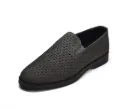 Embossed reversed leather penny loafers