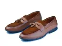 Penny loafers made from a blend of genuine leather and suede