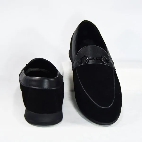 Black suede loafers