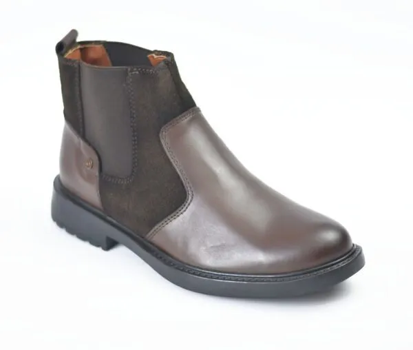 [20400441] Half boots made from genuine leather and suede in brown (٤١)