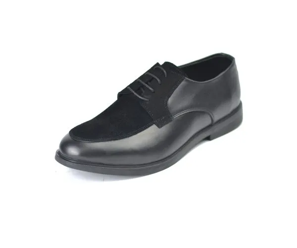 [20230141] Classic shoes made from a blend of genuine leather and suede in black (41, Black)