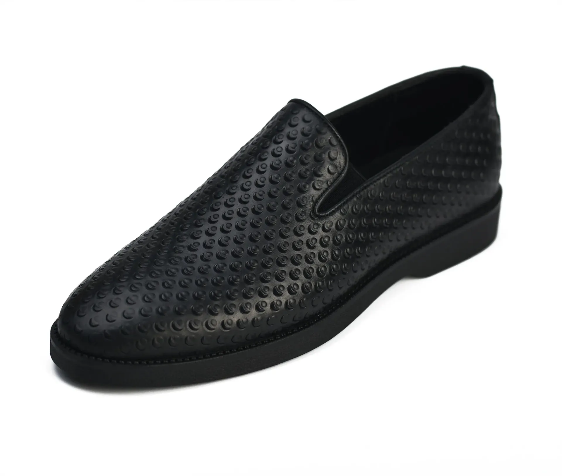 [20750141] Embossed penny loafers made from genuine leather (41, Black)