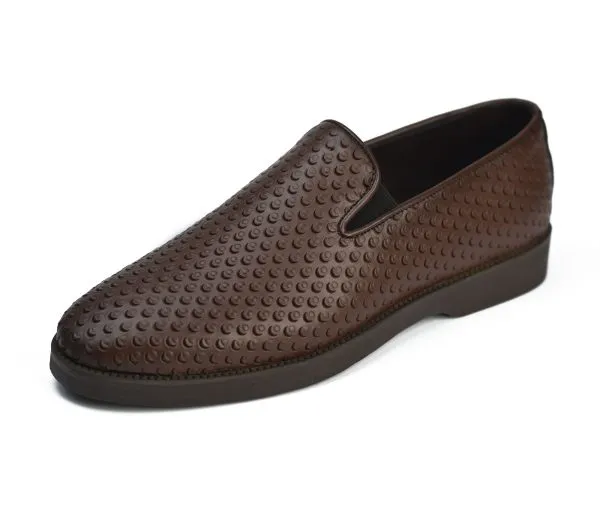 Embossed penny loafers made from genuine leather