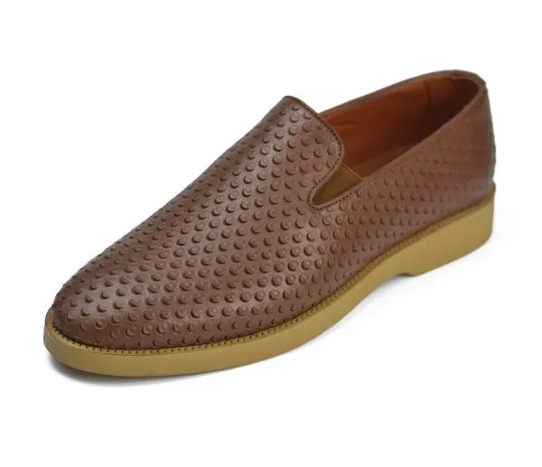 Embossed penny loafers made from genuine leather
