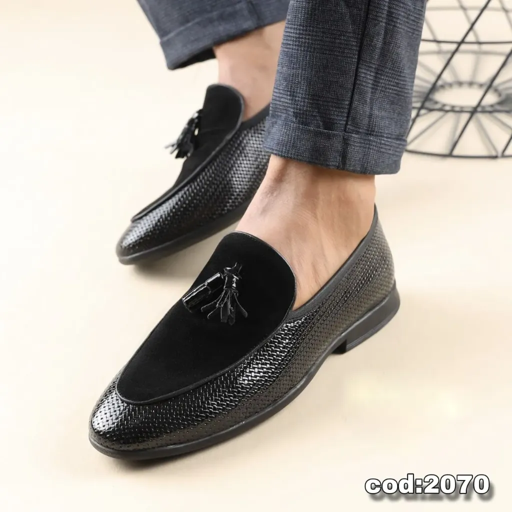 [20700141] Patent leather shoes, suede classic loafers (41)