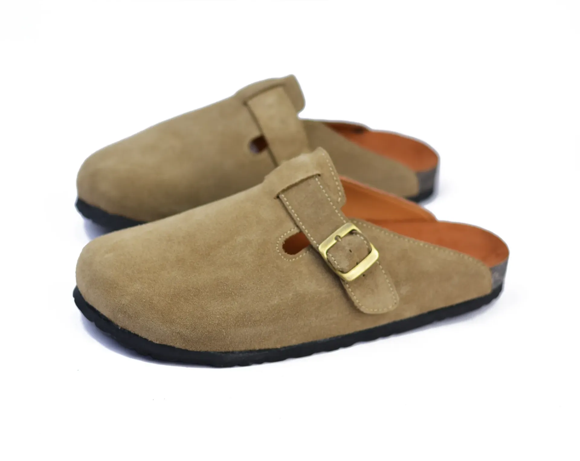 Genuine leather suede clogs with protan sole
