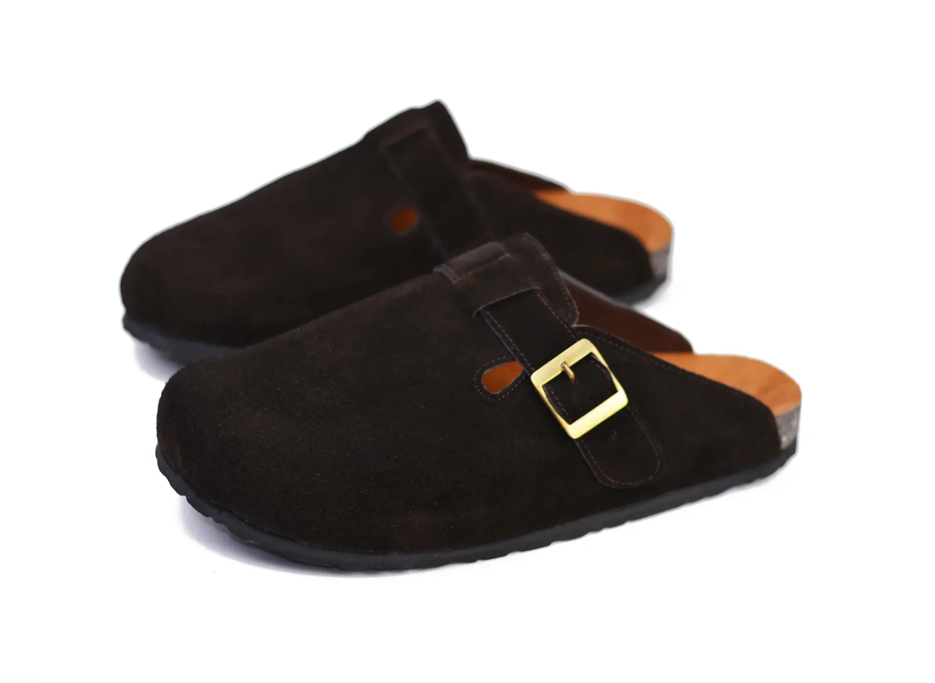Genuine leather suede clogs with protan sole