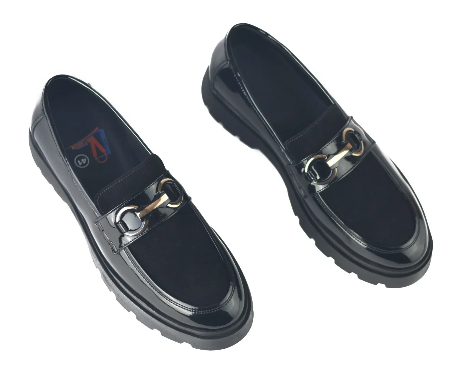 [20690141] Casual leather and suede sneakers with a high sole (٤١)