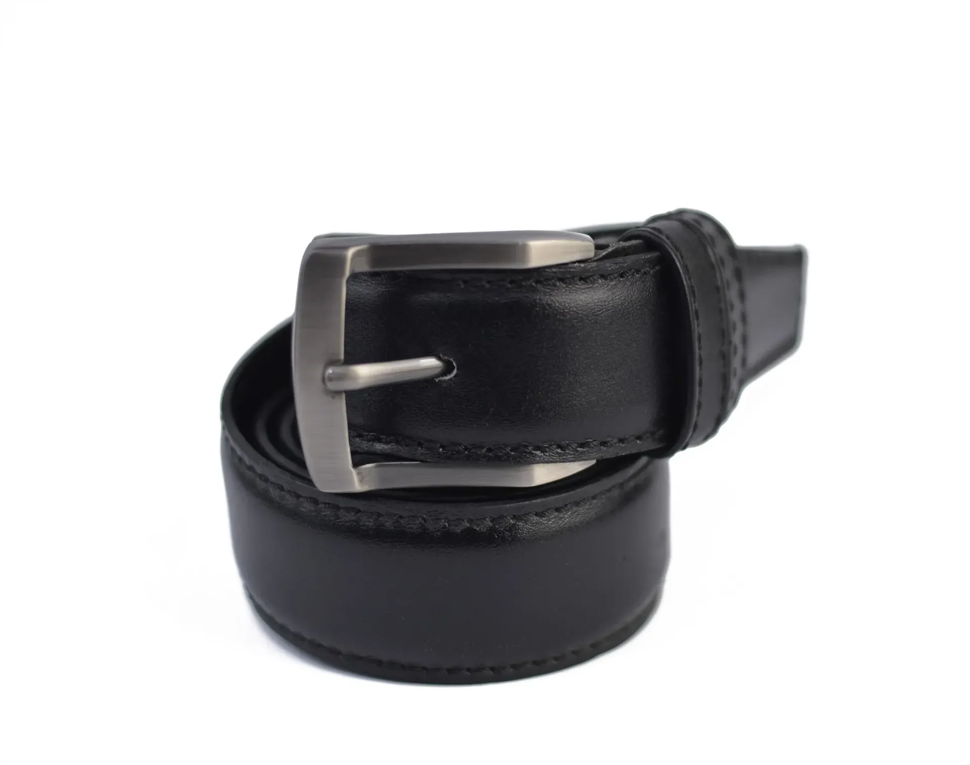 [30030115] Classic men's genuine leather belt (اسود, 115 سم)