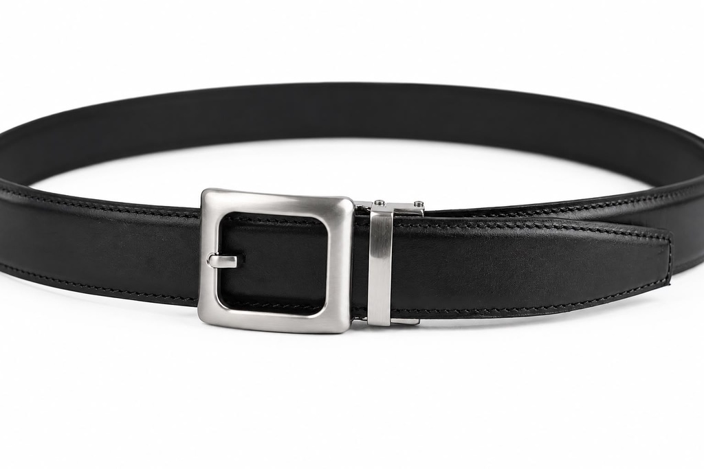 Classic genuine leather belt with automatic metal buckle cod 3005