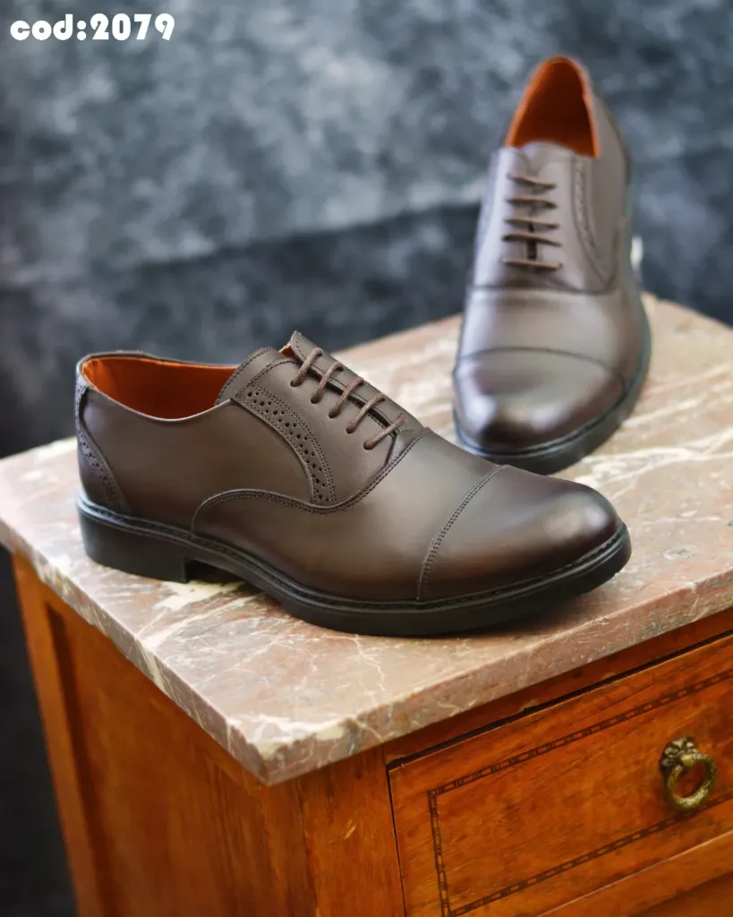 Oxford shoes, genuine leather, rubber sole, code 2079
