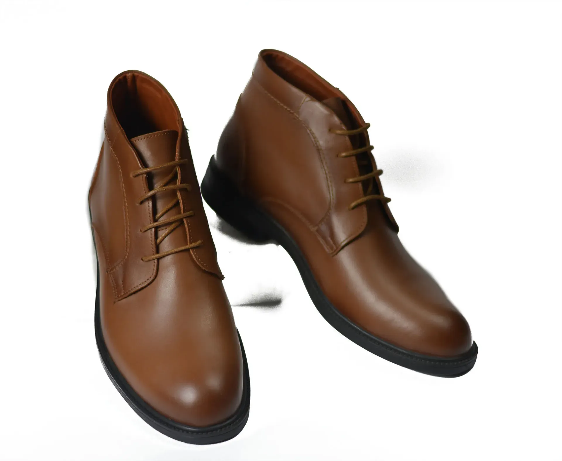 Semi-classic black half-lace shoes made from genuine leather