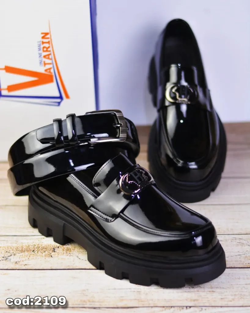 Chunky glossy leather shoes with a foam sole