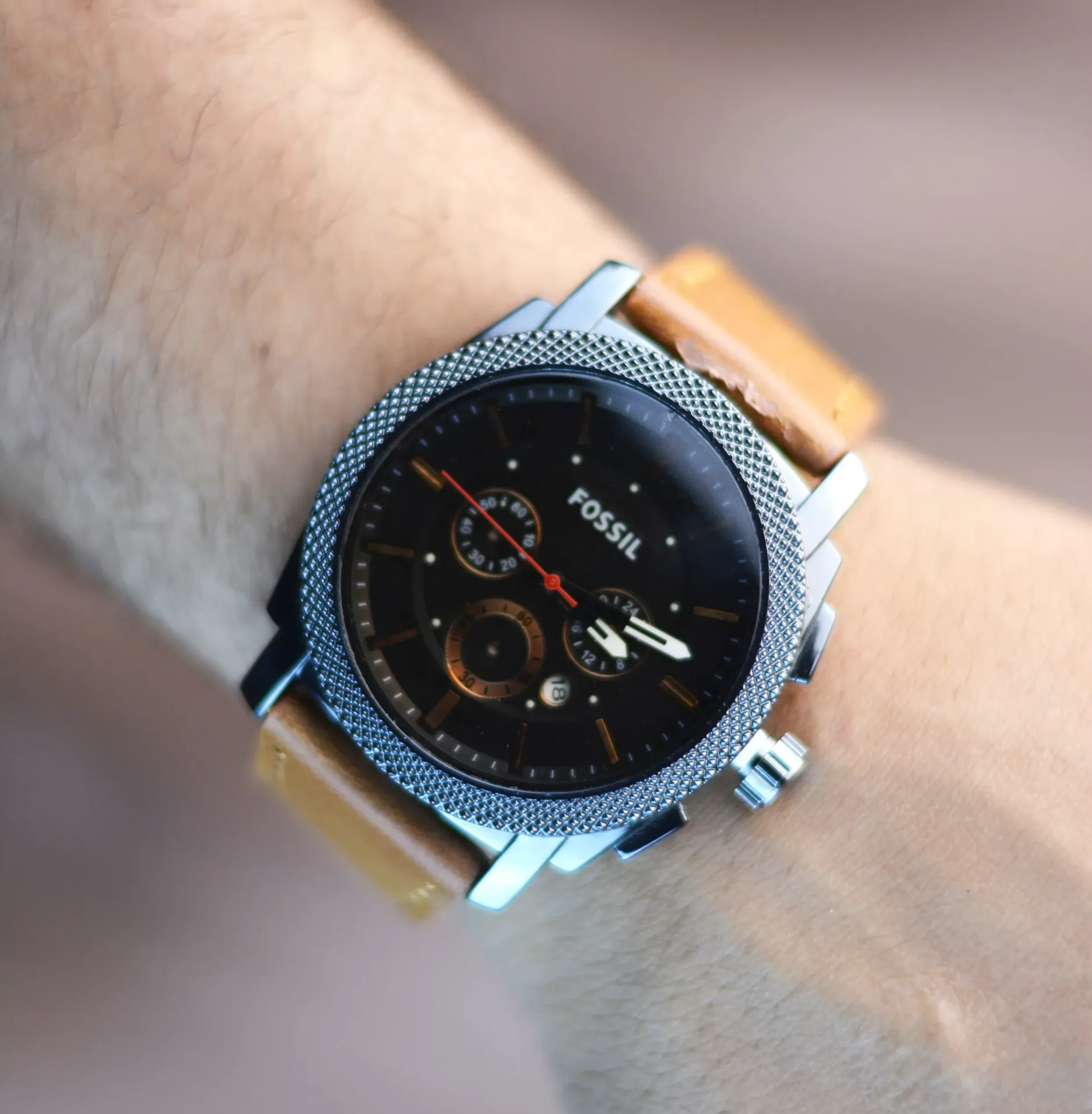 Fossil leather strap watch