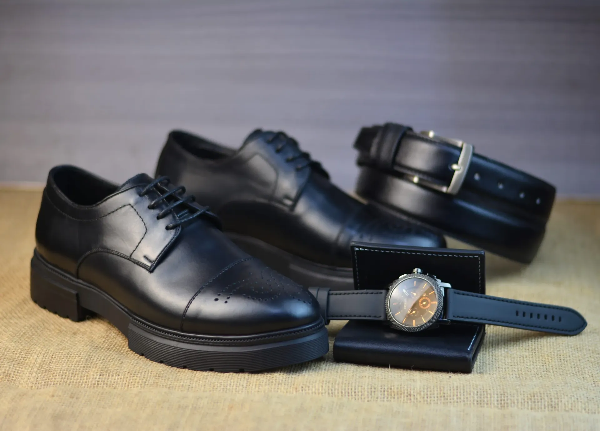 Casual shoes made from genuine leather with a raised rubber sole