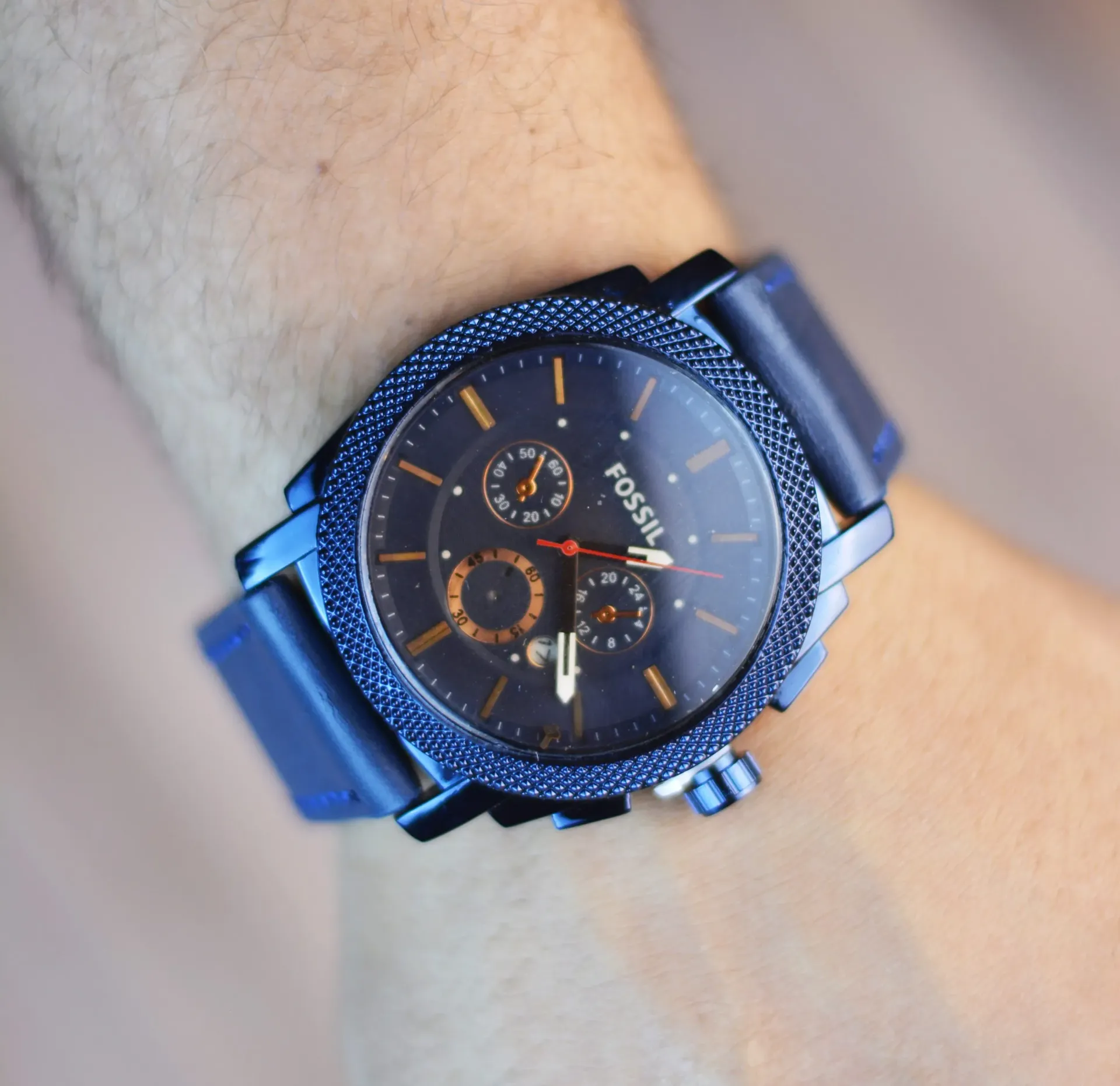 Fossil leather strap watch