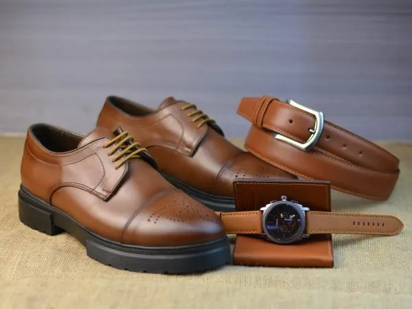 Casual shoes made from genuine leather with a raised rubber sole