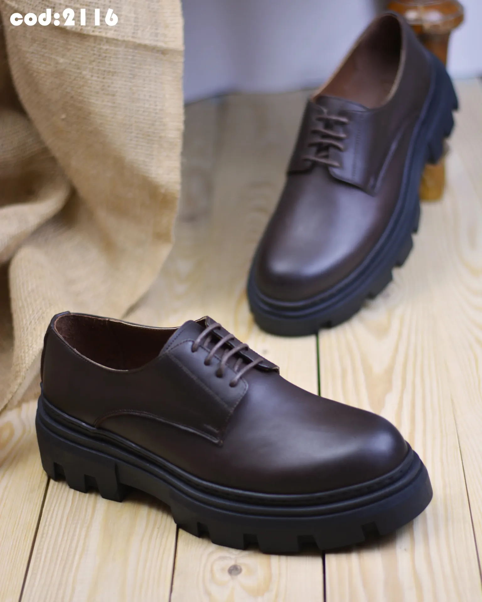 Chunky shoes, genuine leather, foam sole, code 2116