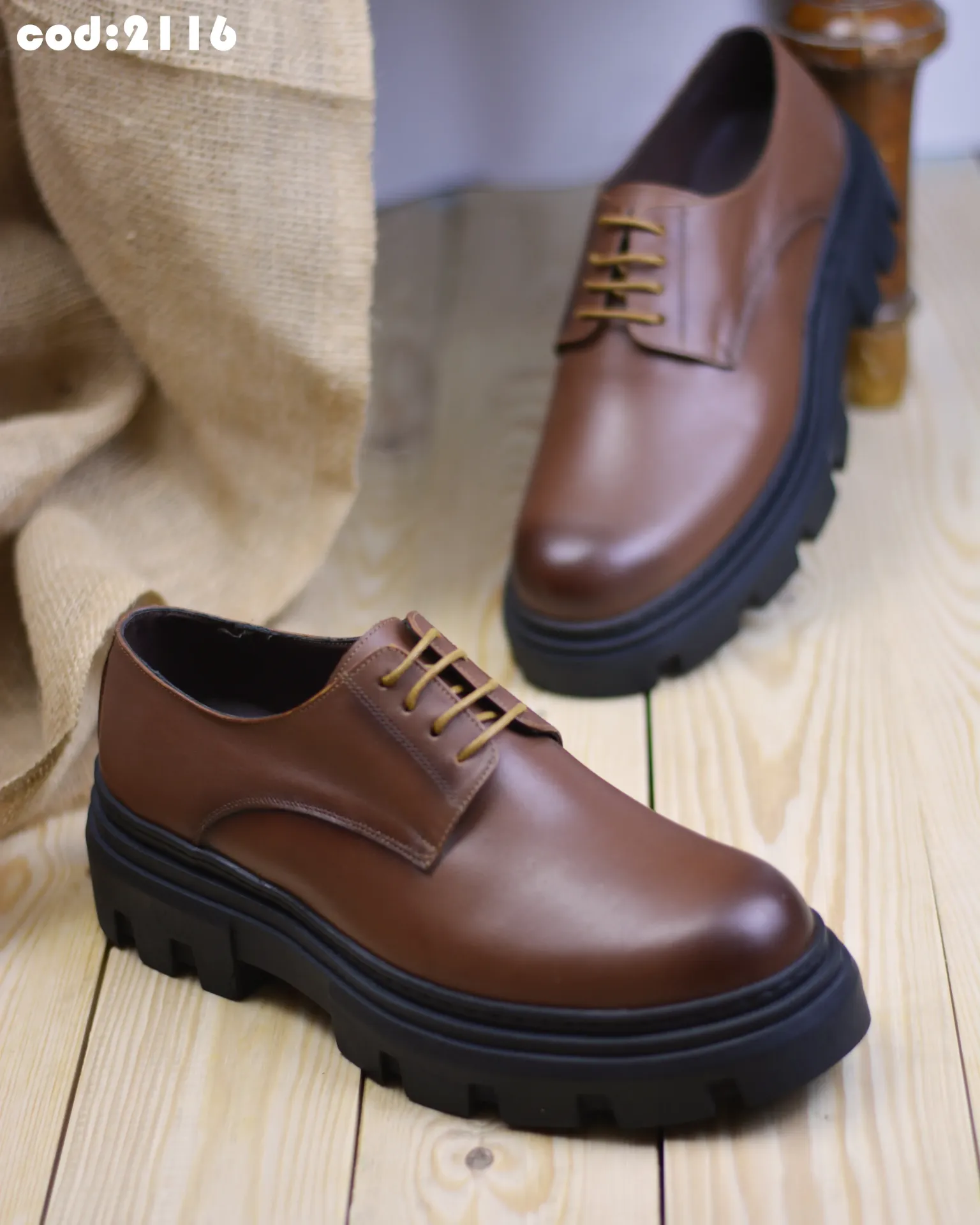 Chunky shoes, genuine leather, foam sole, code 2116